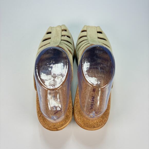 Romika Beige Leather Open Toe Wedge Cork Heel Sandals Women's Size US 7.5 EU 38 - Picture 6 of 11